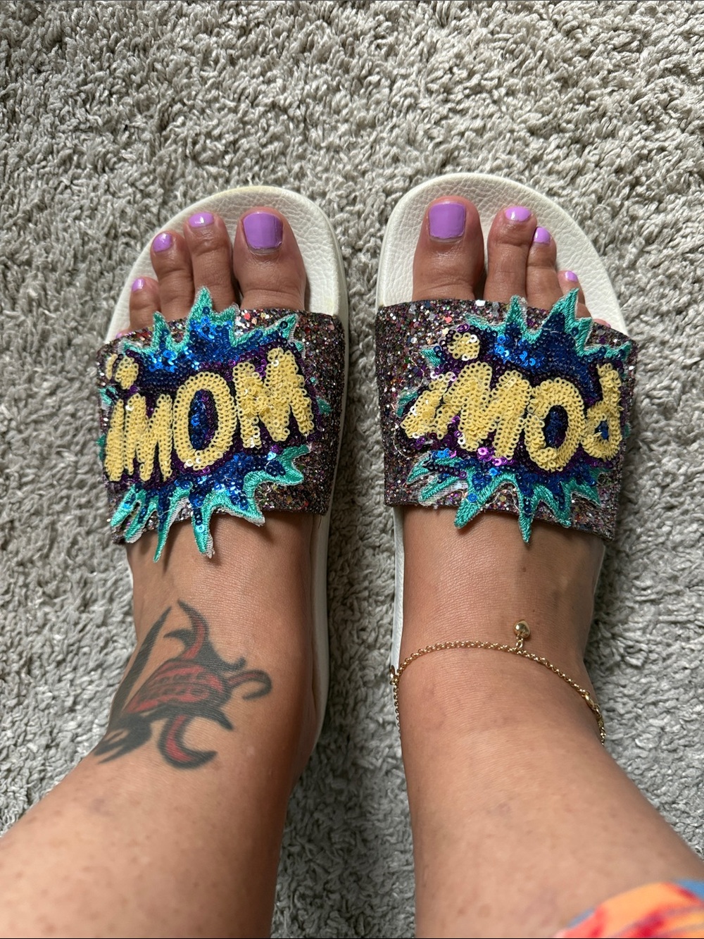 Dune London Multicolor Sequin Slide Sandals